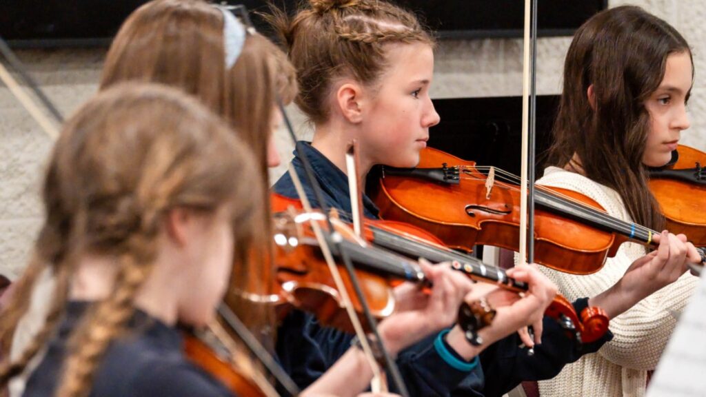 Young students violin ensemble